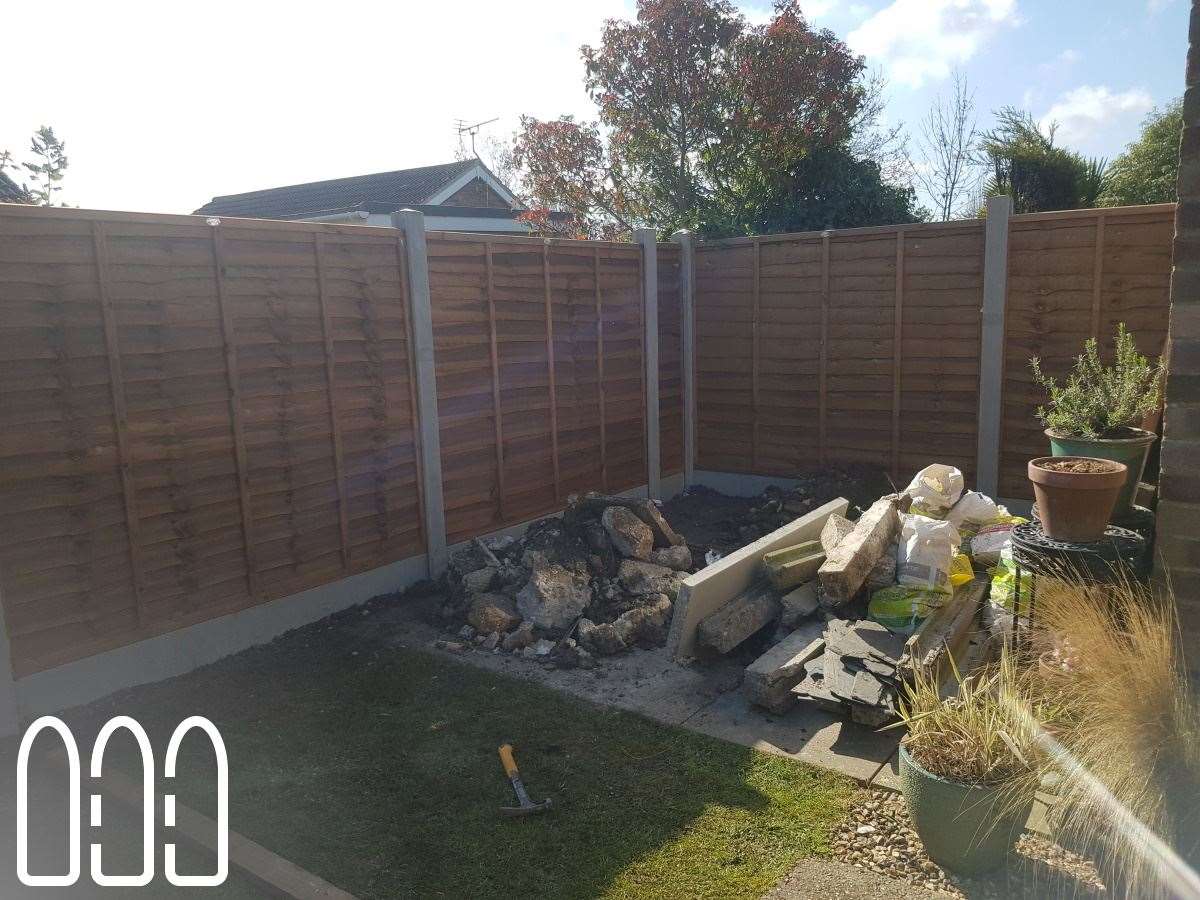 Grange waney fencing with concrete posts and gravel boards