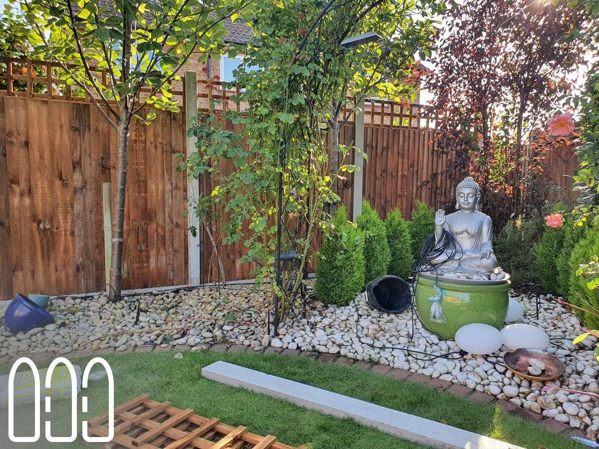 Close Board Fencing with Concrete Posts and Gravel Boards and a Box Trellis