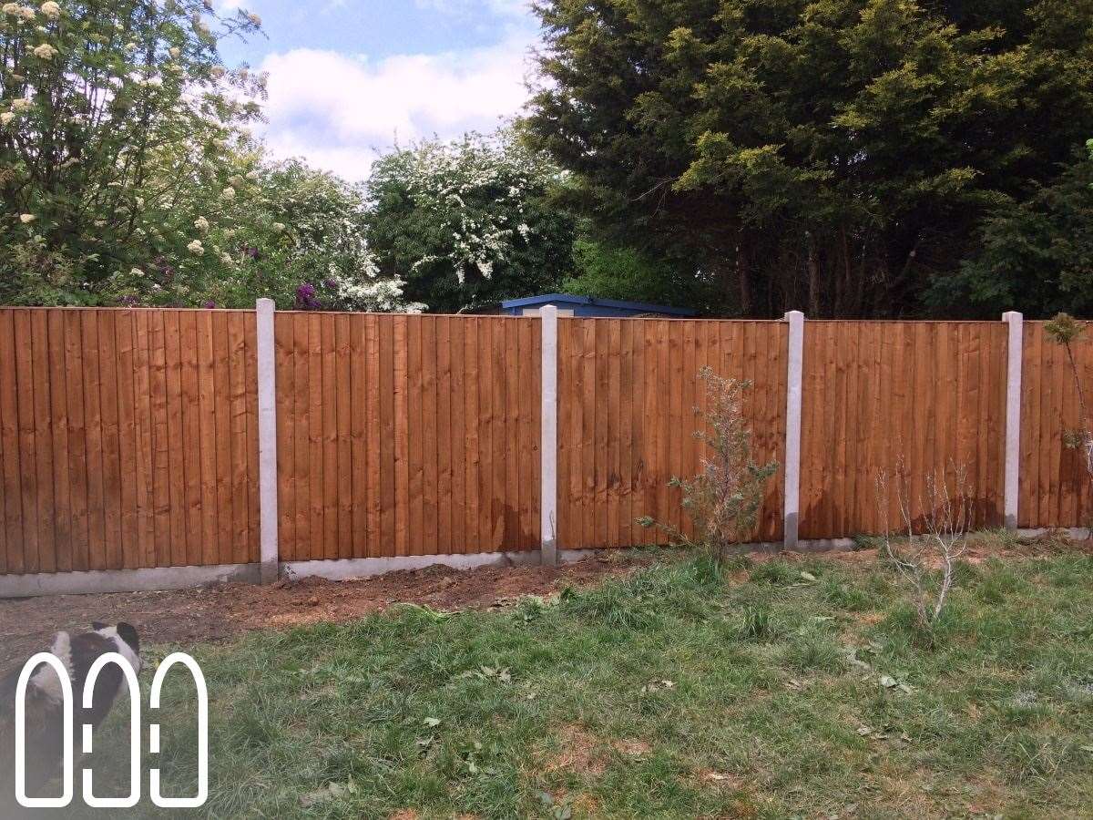 Close board fencing with concrete posts and gravel boards