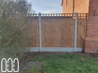 Concrete Posts and Gravel Boards with Closeboard Fence Panels and Box Trellis